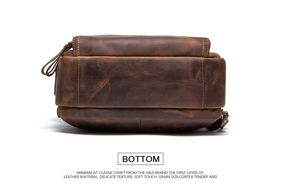 Genuine Leather Men Shoulder Bag Vintage Messenger Crossbody Sling Handbag