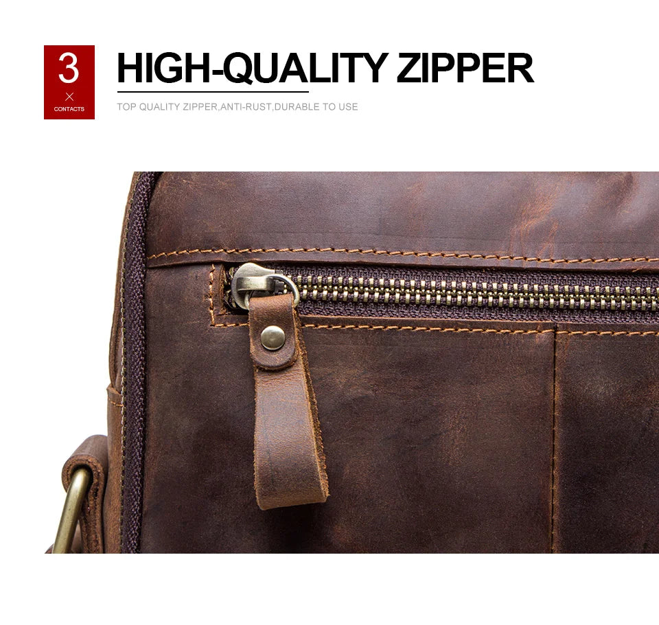 Genuine Leather Men Shoulder Bag Vintage Messenger Crossbody Sling Handbag