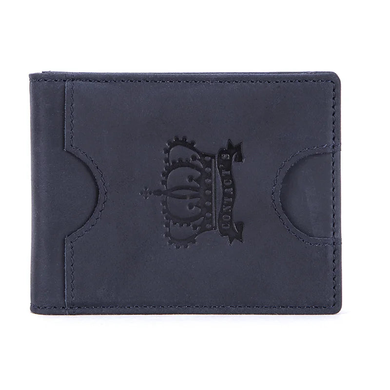 Slim RFID Genuine Leather Bifold Wallet with Money Clip - Men’s Card Holder
