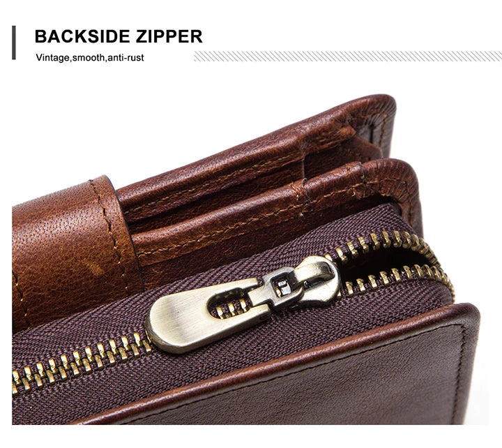 Men’s Genuine Leather RFID Wallet with Coin Pocket & Card Holder