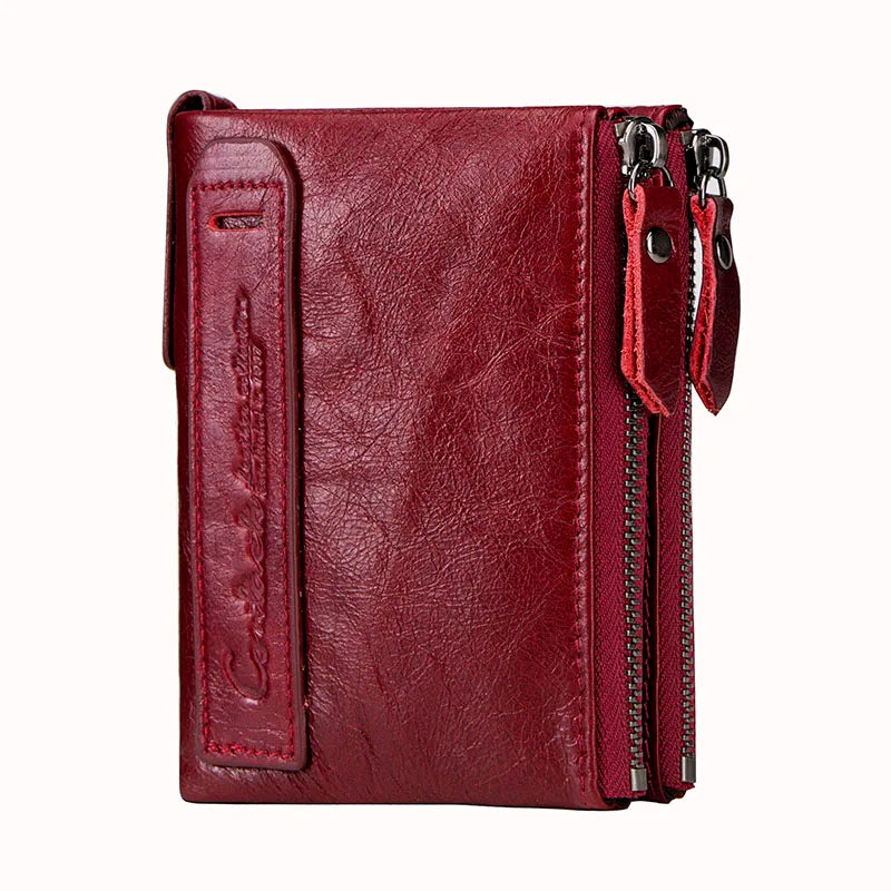 Men’s Genuine Leather Short Wallet with Coin Pocket & Card Holder