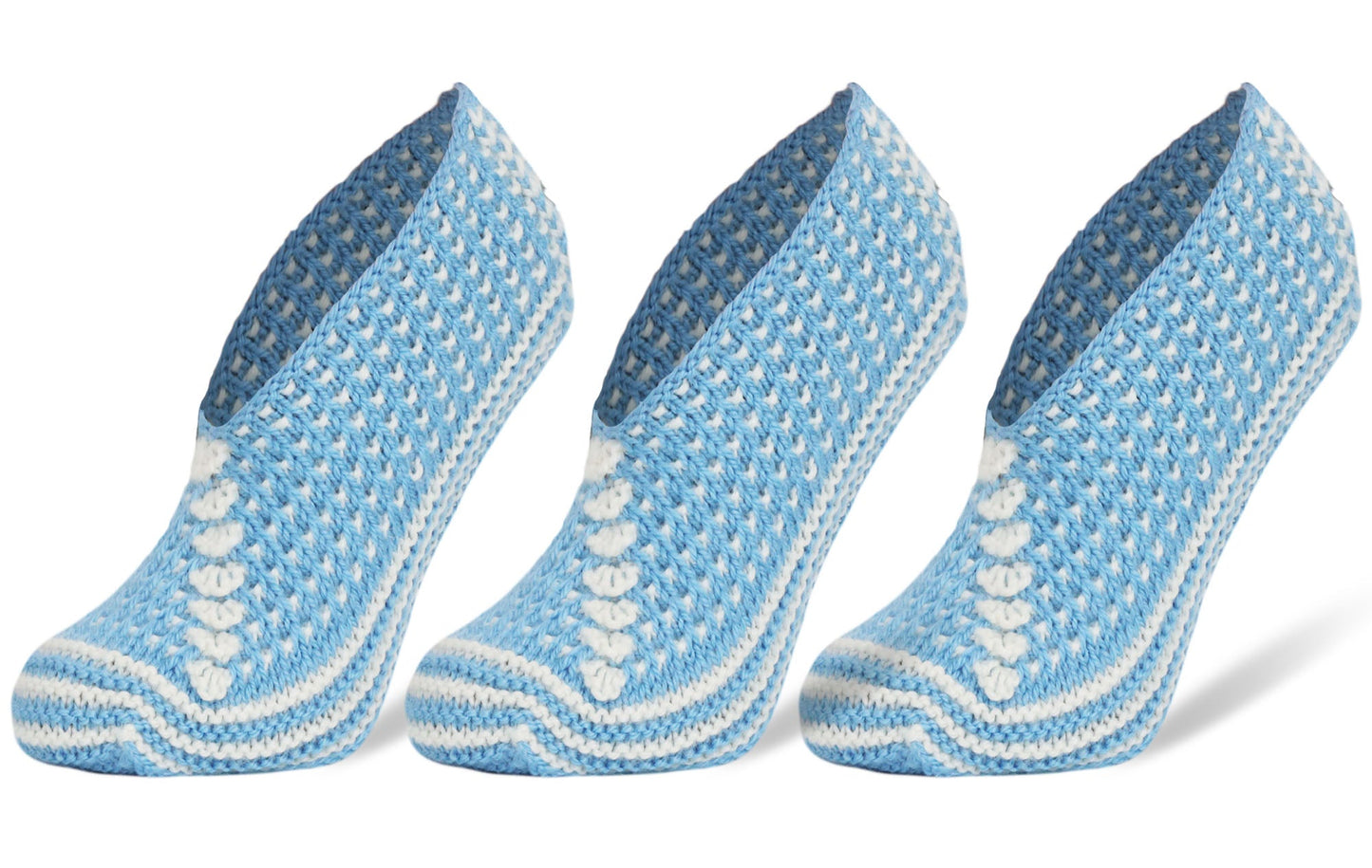 Crochet Slipper Socks for Women 3 Pairs Handmade Soft Cozy Knit Size 5-7
