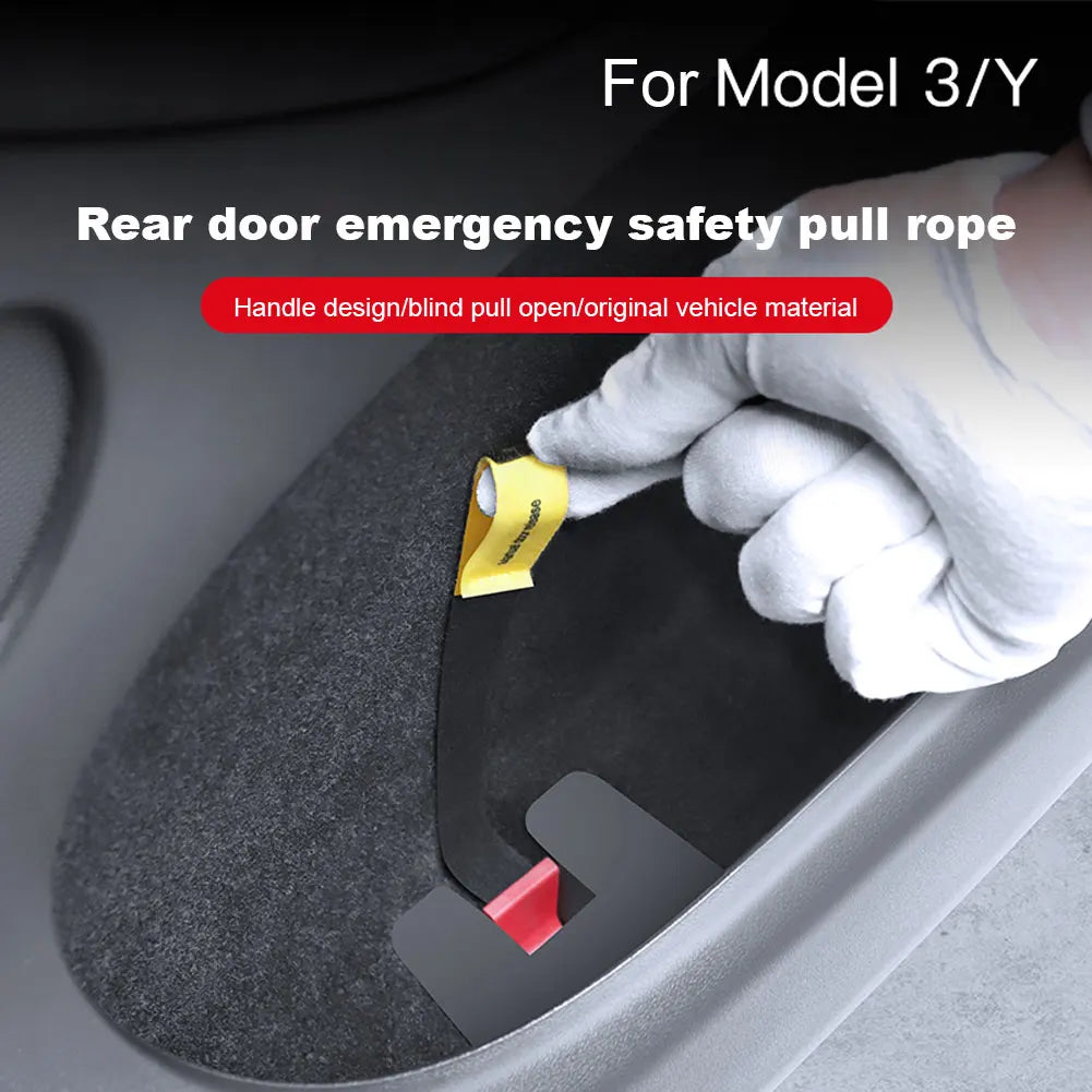 Tesla Model Y 2022‑2023 Rear Door Emergency Pull Rope Handle 2 Pack Safety Kit