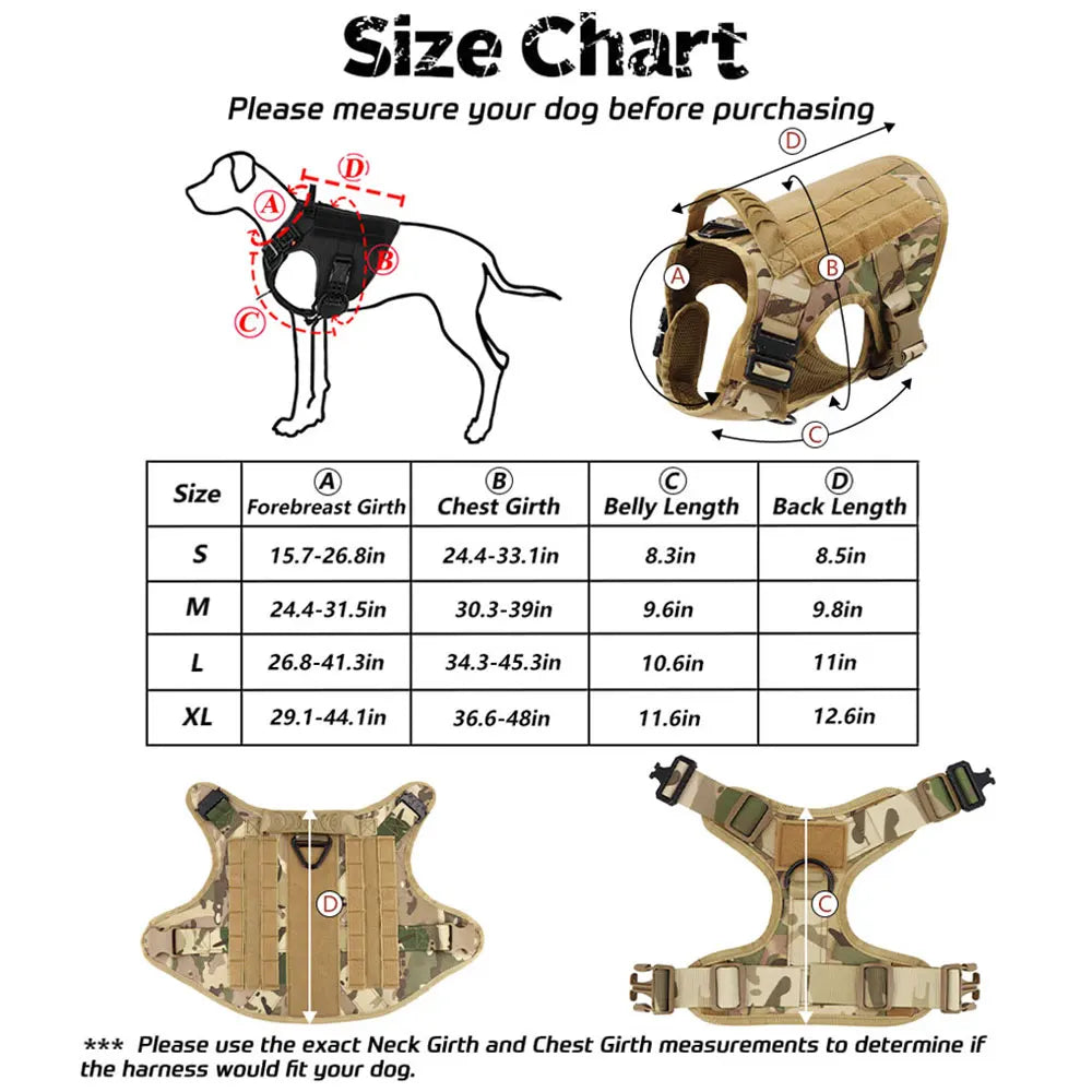 Tactical Dog Harness & Leash Set MOLLE No-Pull Vest for Large Dogs Training