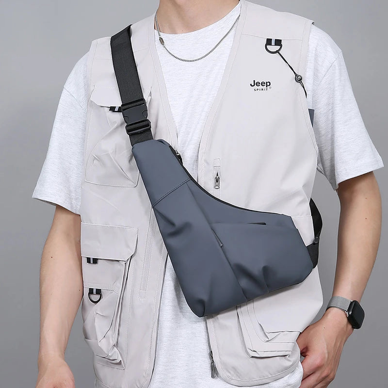 Men’s Nylon Chest Bag Crossbody Sling Pack Large Capacity Travel Sports