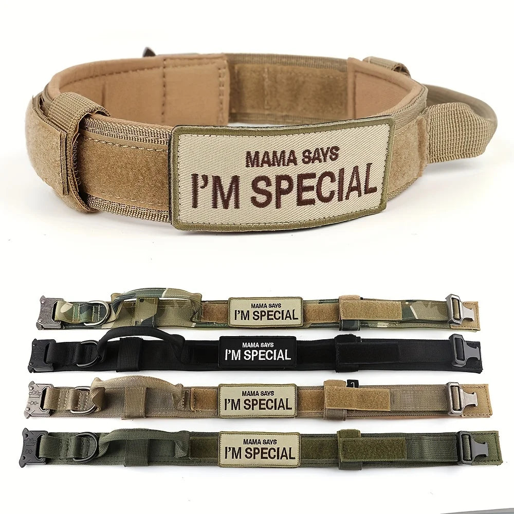 Tactical Dog Harness Set w/ Leash Collar Bags Patches for Large Dogs Training