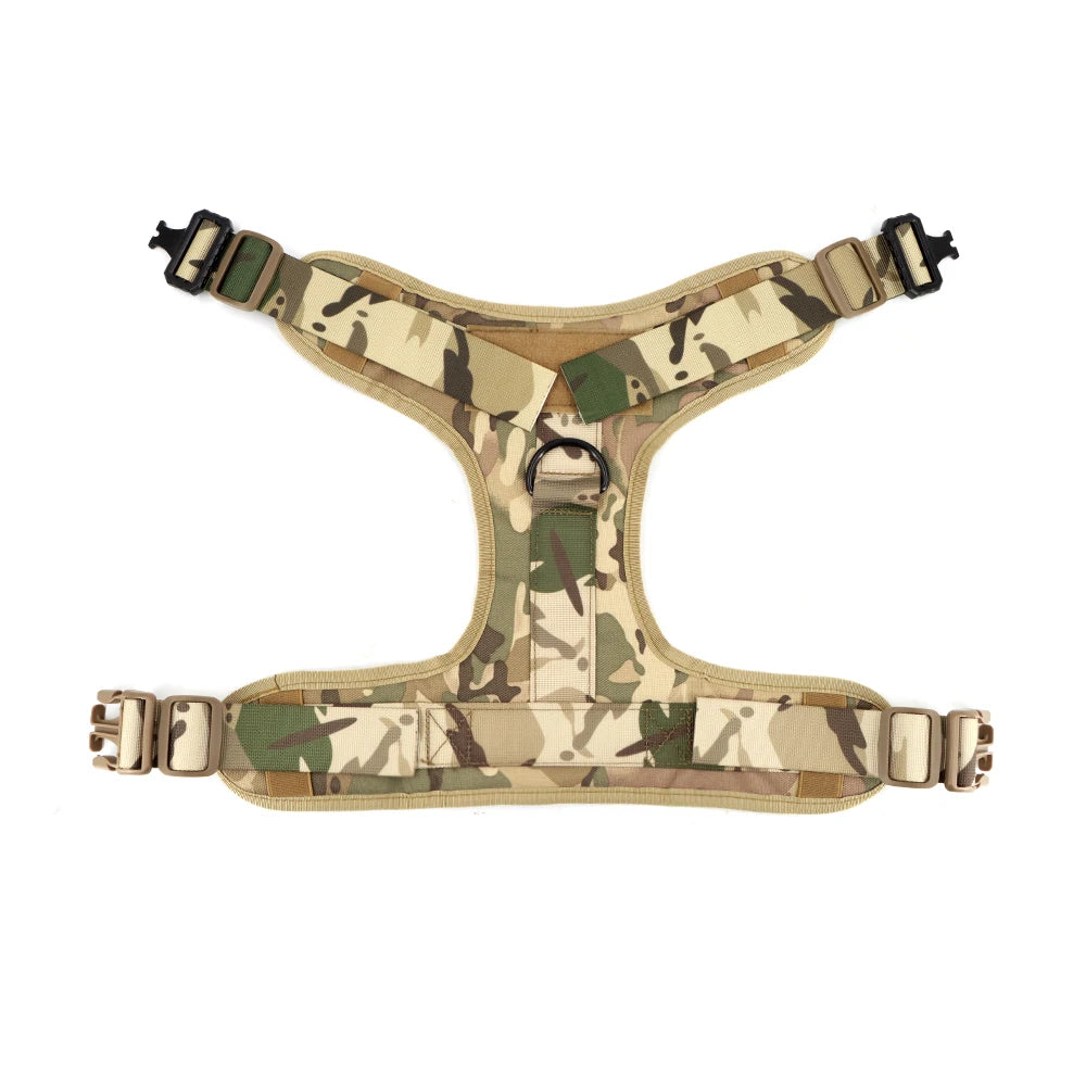 Tactical Dog Harness Set w/ Leash Collar Bags Patches for Large Dogs Training