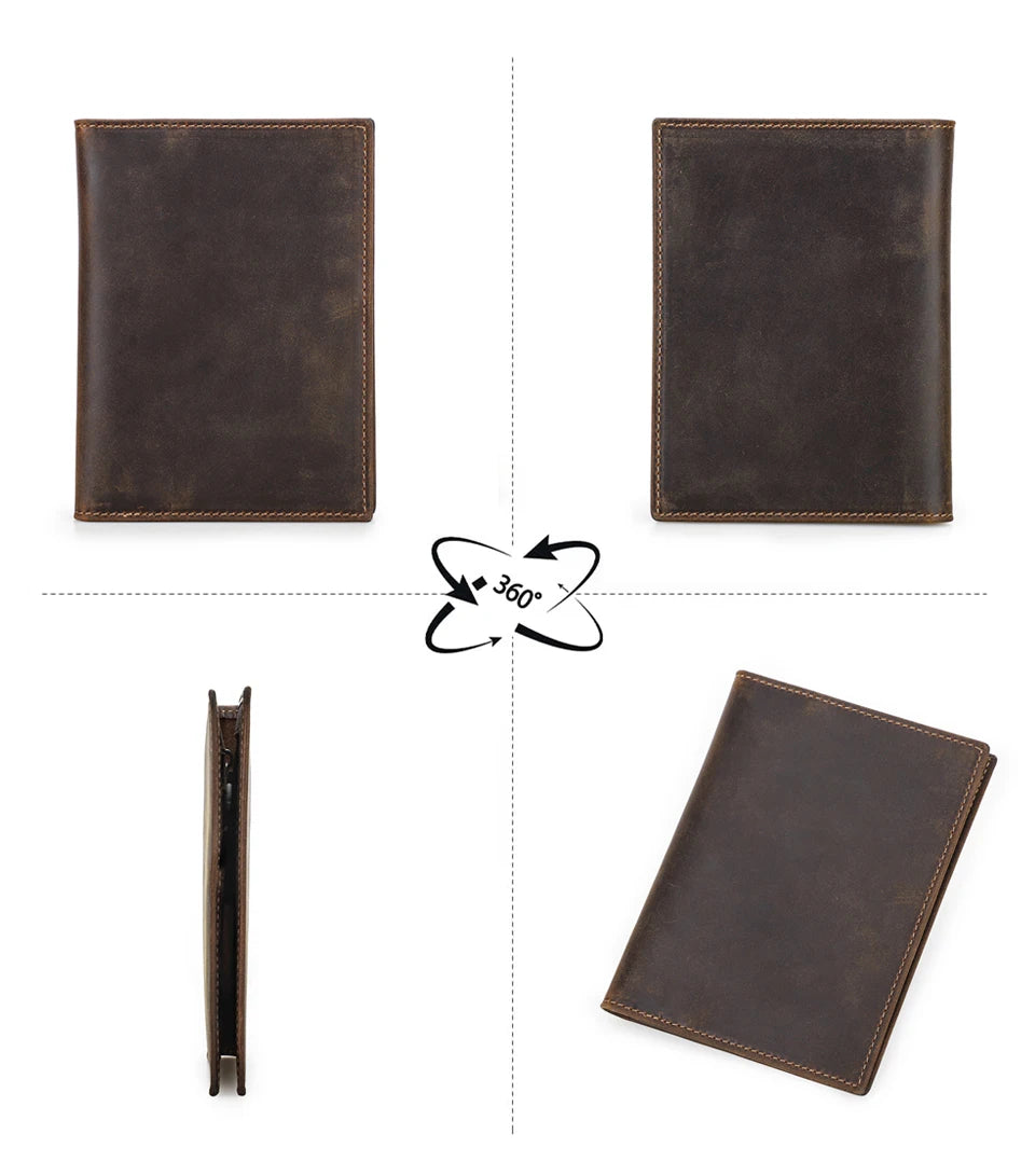 Genuine Leather Passport Wallet AirTag Slot Travel Card Holder for Men Women