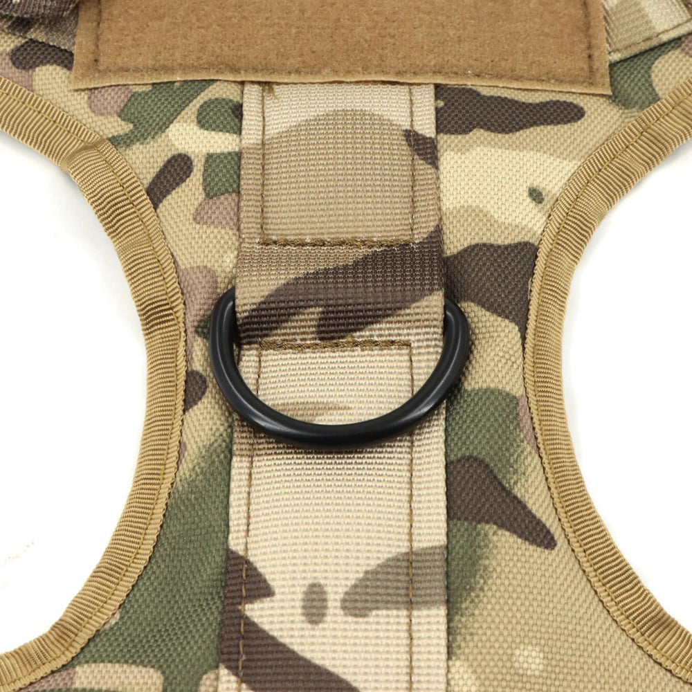 Tactical Dog Harness Set w/ Leash Collar Bags Patches for Large Dogs Training