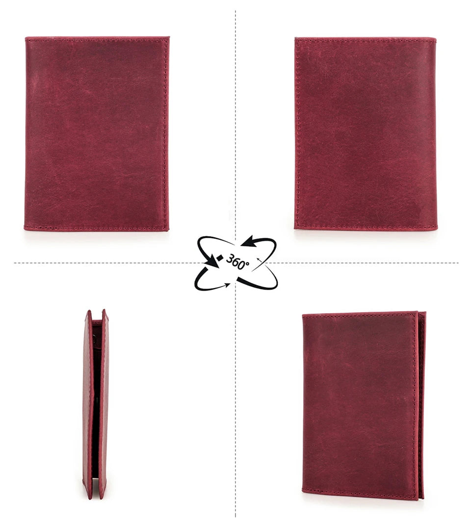 Genuine Leather Passport Wallet AirTag Slot Travel Card Holder for Men Women