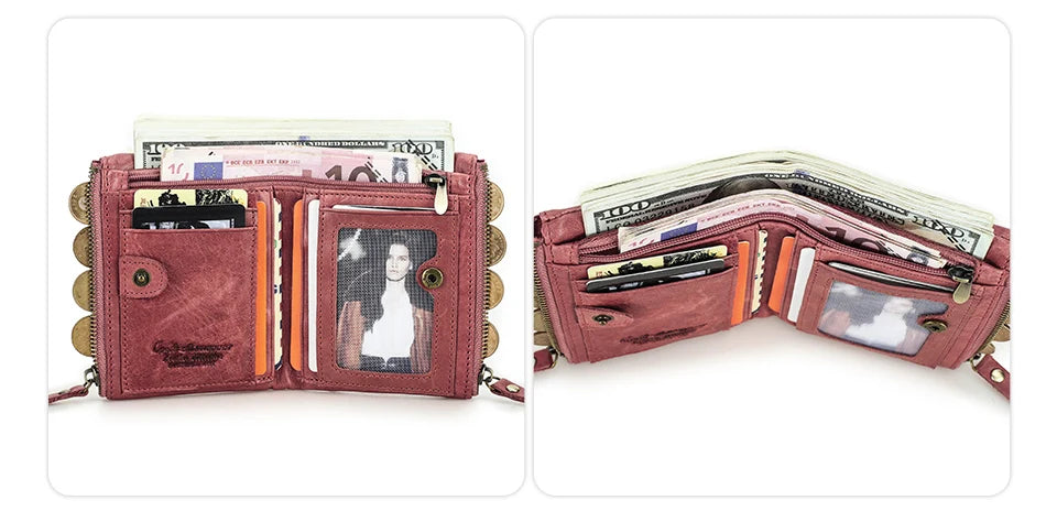 Men’s Genuine Leather Short Wallet with Coin Pocket & Card Holder