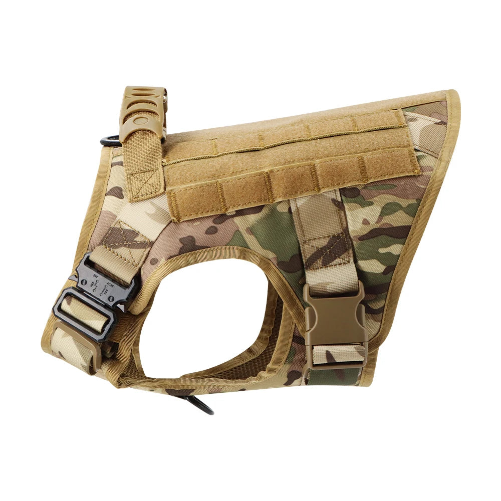 Tactical Dog Harness Set w/ Leash Collar Bags Patches for Large Dogs Training