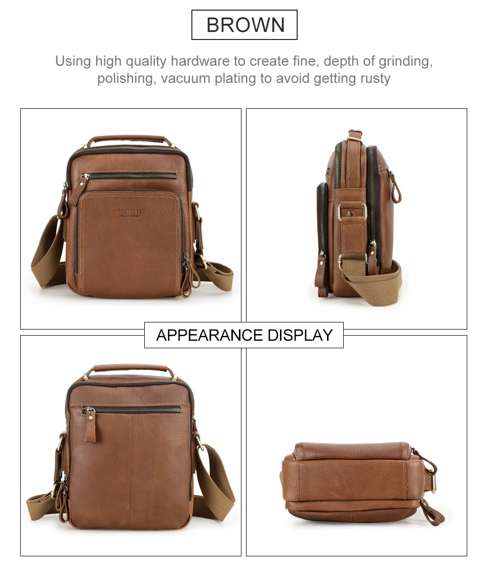 Genuine Leather Men Shoulder Bag Vintage Messenger Crossbody Sling Handbag