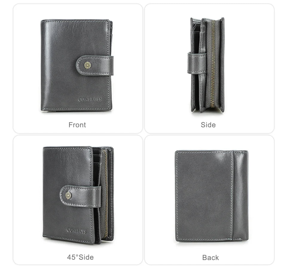 Men’s Genuine Leather RFID Wallet with Coin Pocket & Card Holder