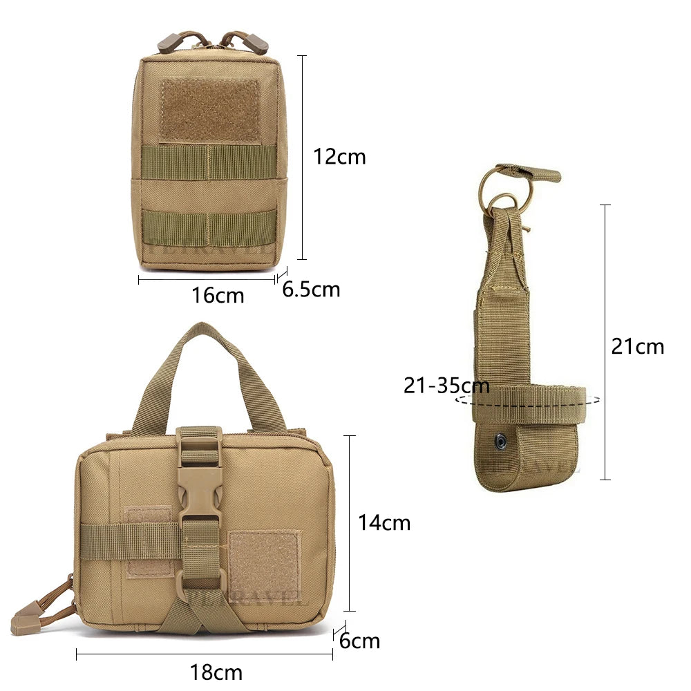 Tactical Dog Harness Set w/ Leash Collar Bags Patches for Large Dogs Training