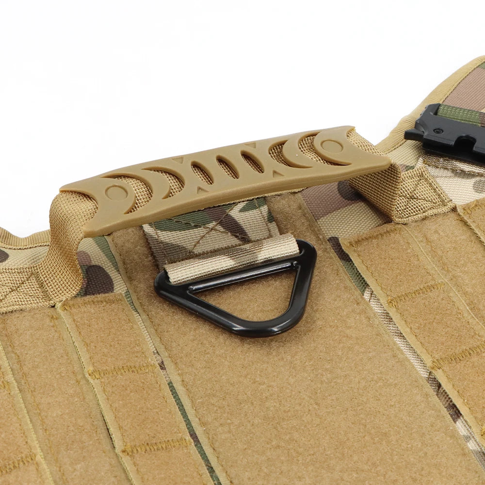 Tactical Dog Harness Set w/ Leash Collar Bags Patches for Large Dogs Training