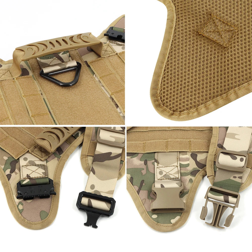 Tactical Dog Harness & Leash Set MOLLE No-Pull Vest for Large Dogs Training