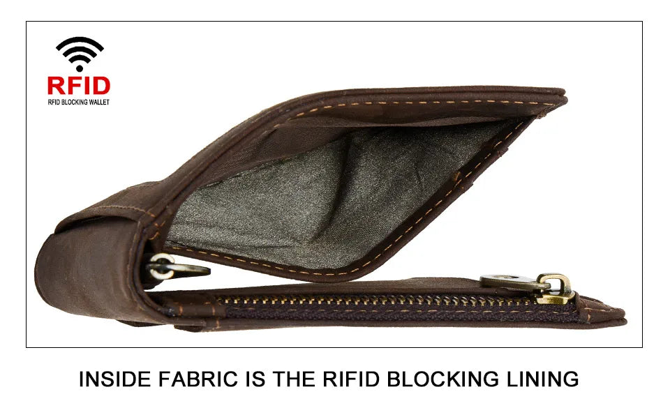 Slim RFID Genuine Leather Bifold Wallet with Money Clip - Men’s Card Holder