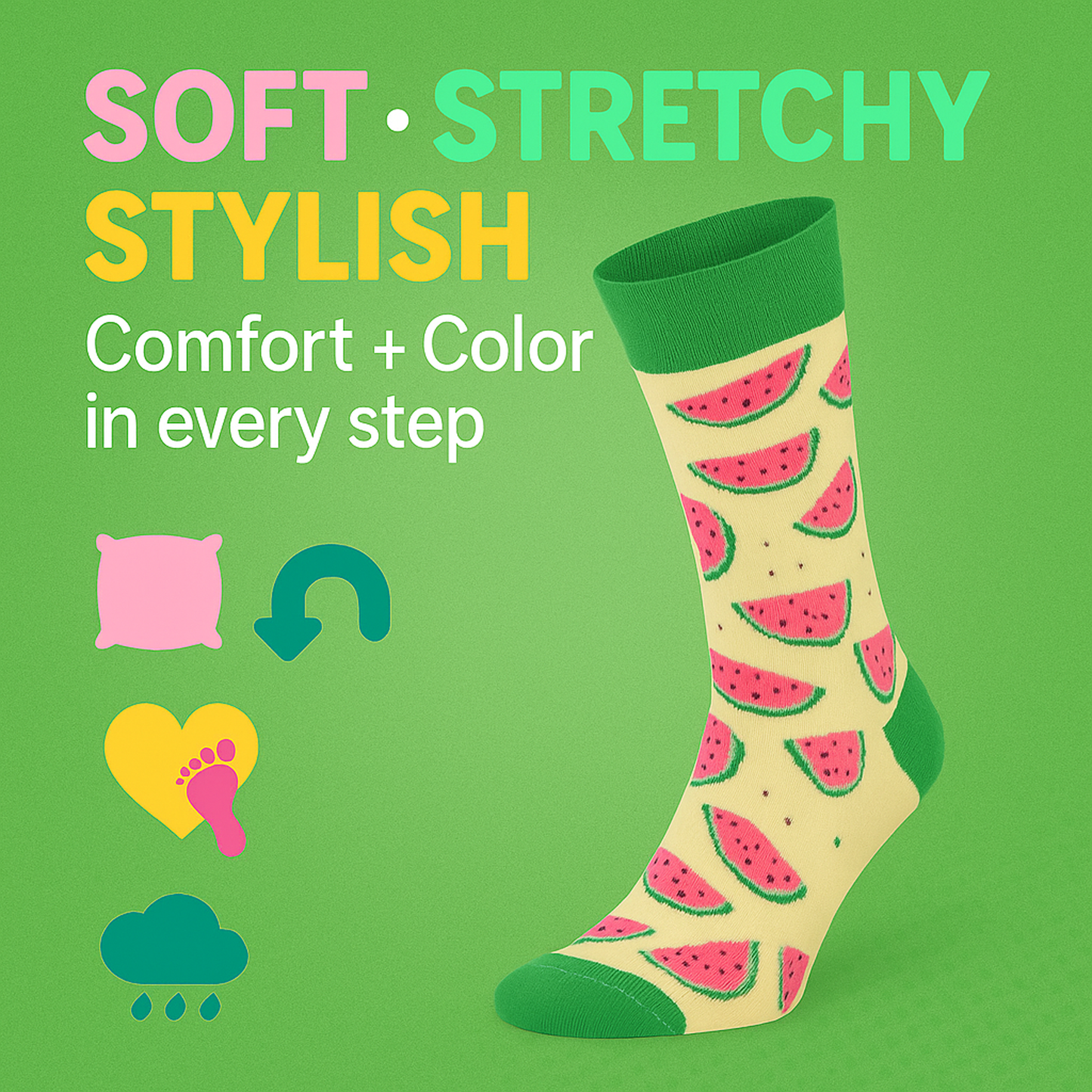 Funny Food Socks 3 Pairs Men Women Novelty Cotton Crew Unisex Gift