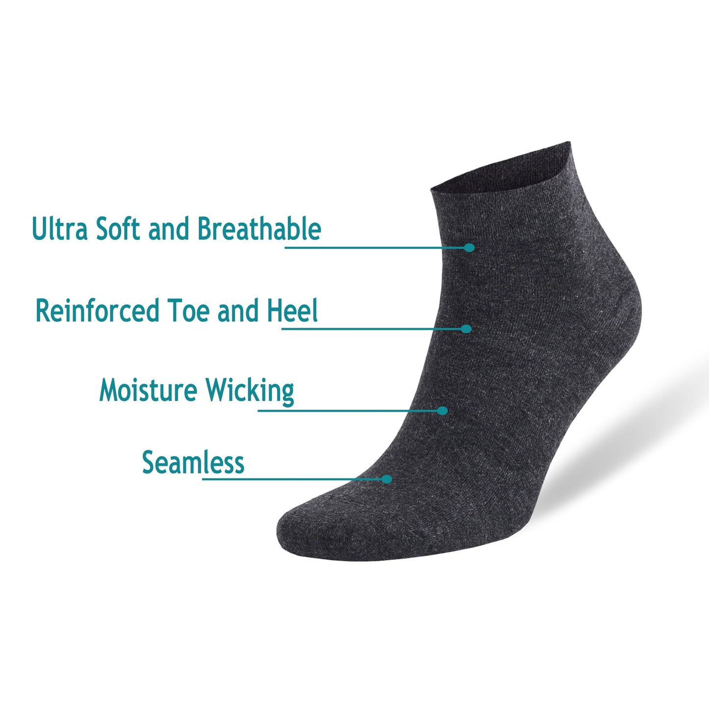 Men's Bamboo Ankle Socks 8 Pairs Odor Control Moisture Wicking Breathable Gift Set