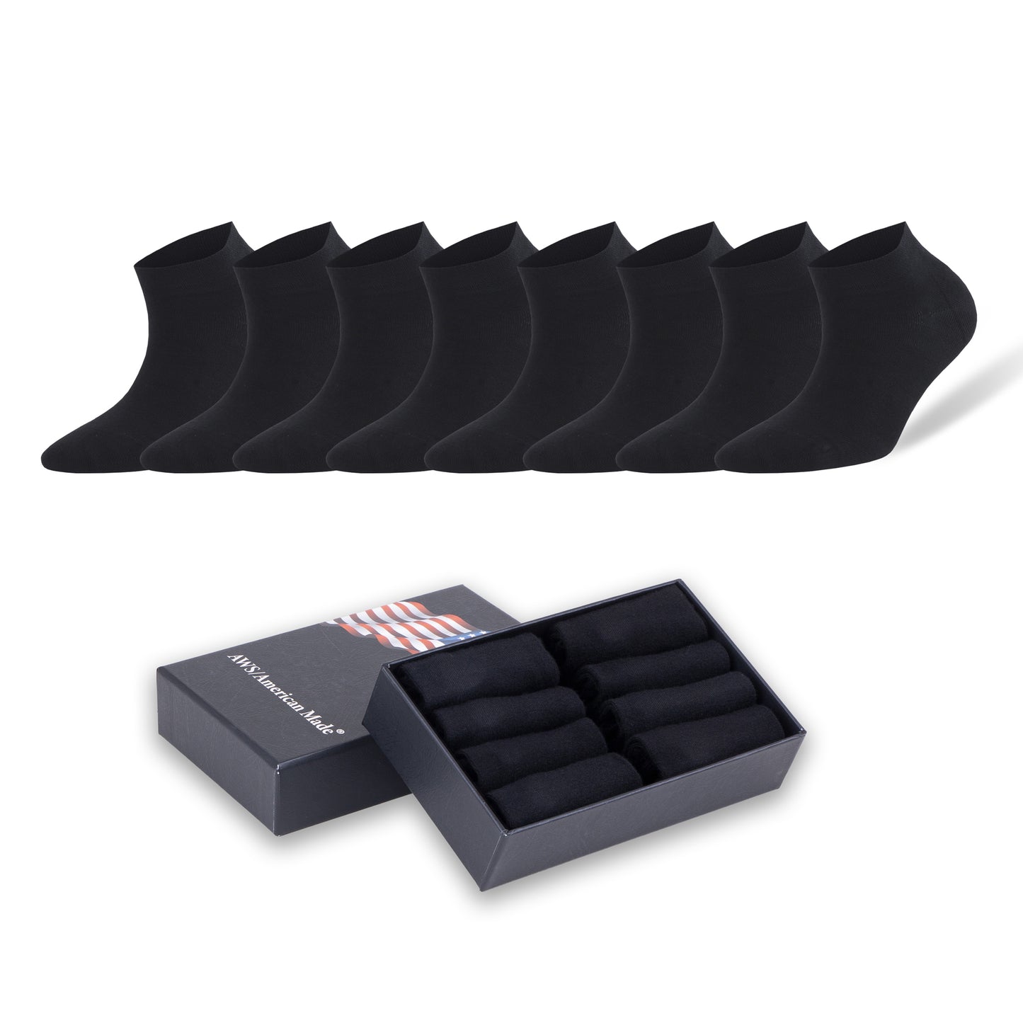Women’s Bamboo Low Cut Ankle Socks 8 Pairs Gift Box Breathable Seamless Toe 6-9