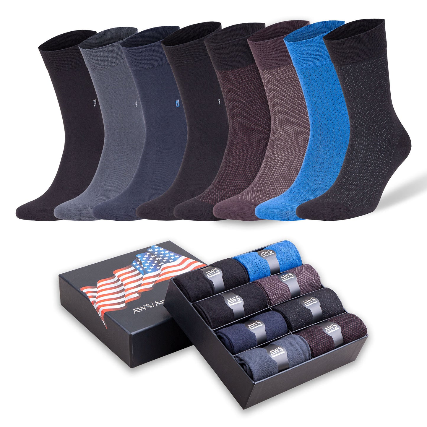 Men’s Bamboo Dress Socks 8 Pairs – Soft, Odor-Free, Eco-Friendly, Size 8-11.5