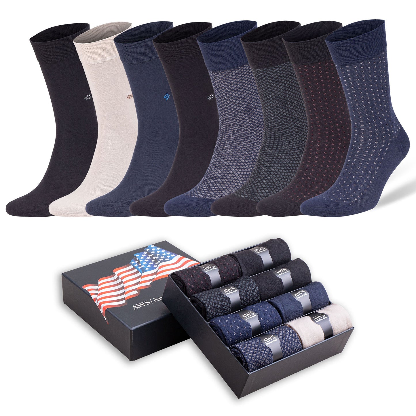 Men’s Bamboo Dress Socks 8 Pairs – Soft, Odor-Free, Eco-Friendly, Size 8-11.5