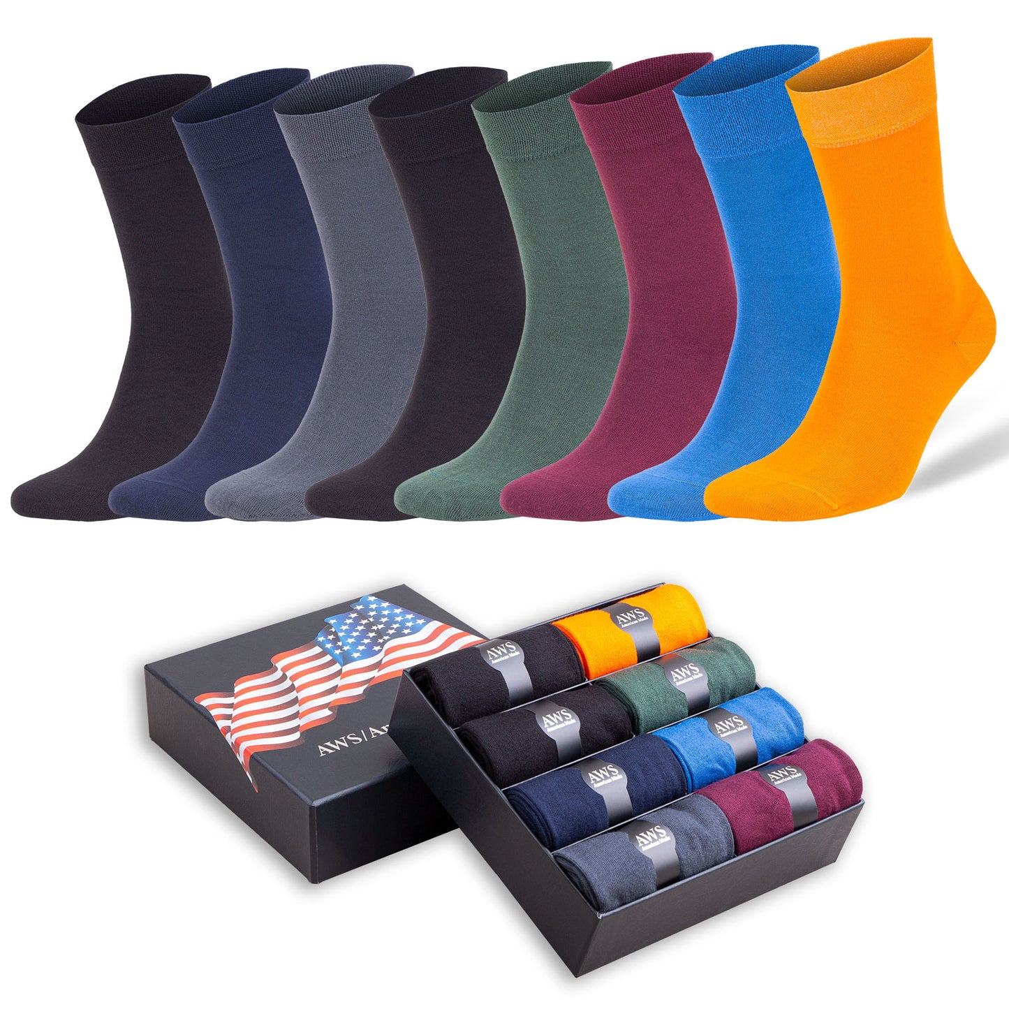 Men’s Bamboo Dress Socks 8 Pairs – Soft, Odor-Free, Eco-Friendly, Size 8-11.5