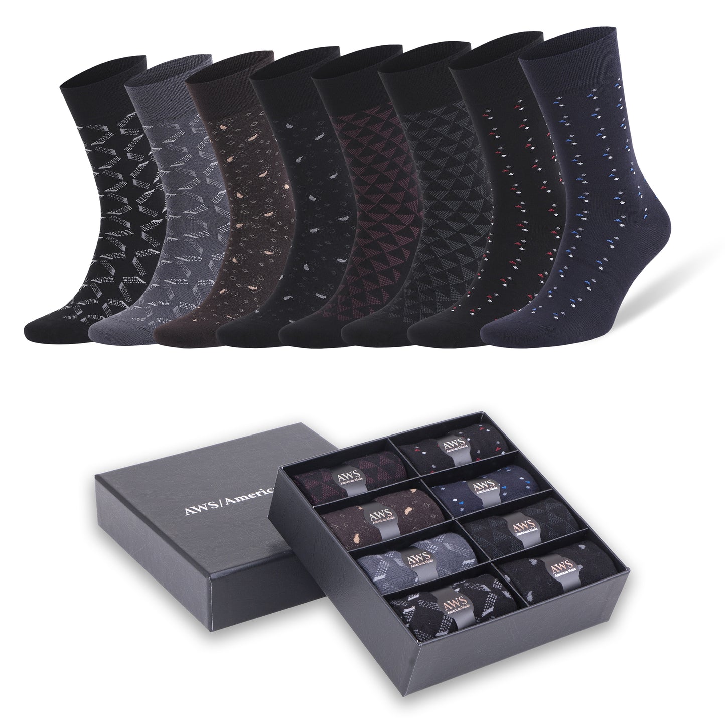 Men’s Bamboo Dress Socks 8 Pairs – Soft, Odor-Free, Eco-Friendly, Size 8-11.5