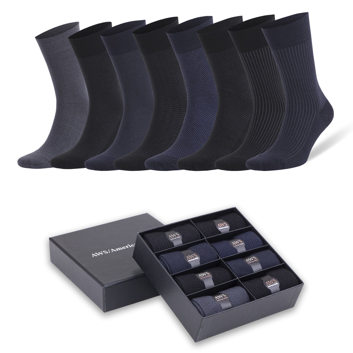 Men’s Bamboo Dress Socks 8 Pairs – Soft, Odor-Free, Eco-Friendly, Size 8-11.5