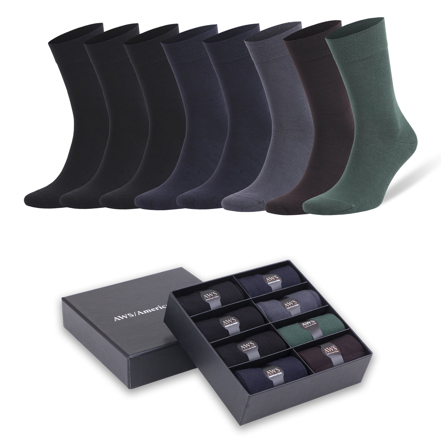 8 Pairs Men’s Bamboo Rayon Dress Socks Soft Breathable Crew Gift Box Size 8-11.5 Premium Business Formal Socks Eco-Friendly Gift for Him