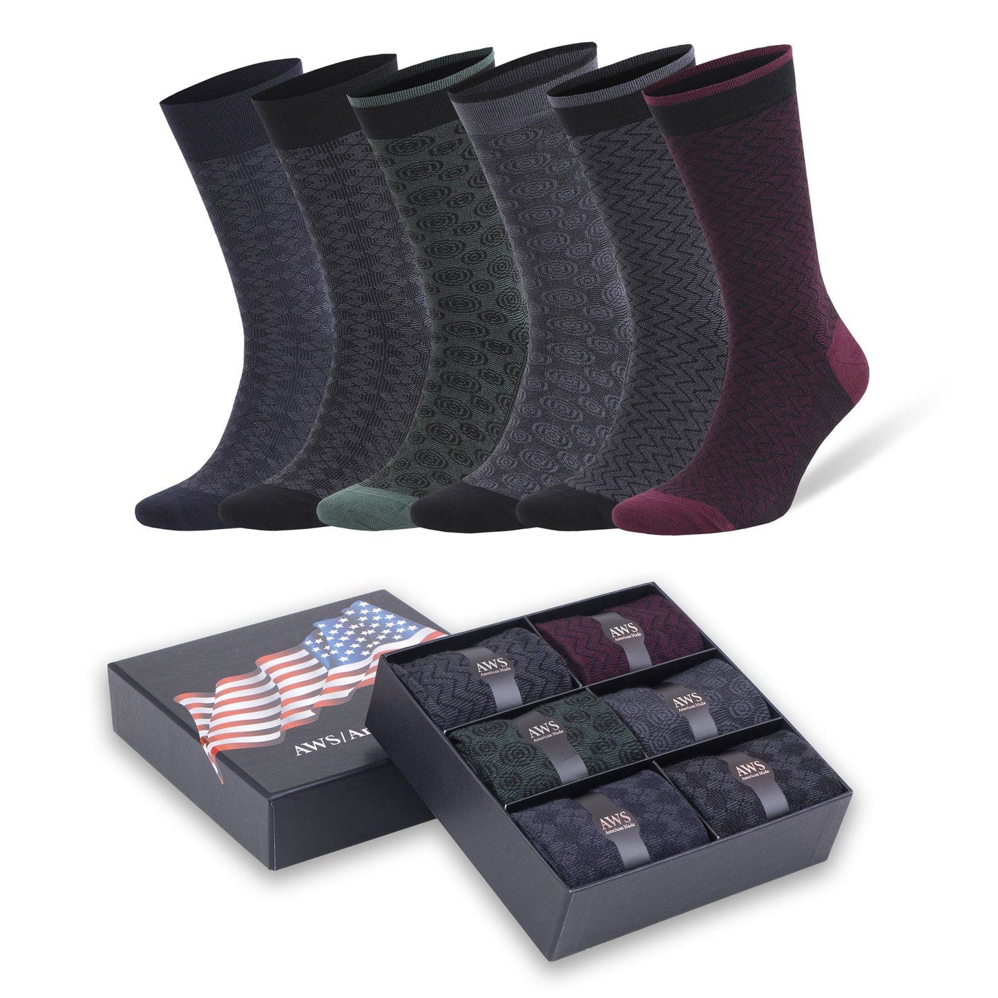 Men’s Bamboo Crew Socks Breathable Moisture Wicking Thin Dress Socks 6-Pack