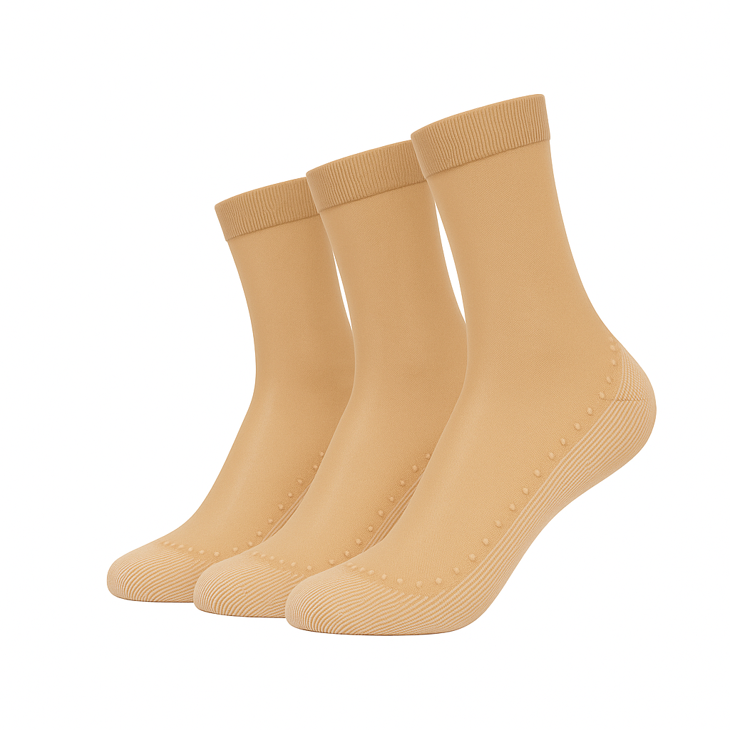 Women’s 3-Pack Non-Slip Sheer Ankle Socks with Cushioned Sole & Toe