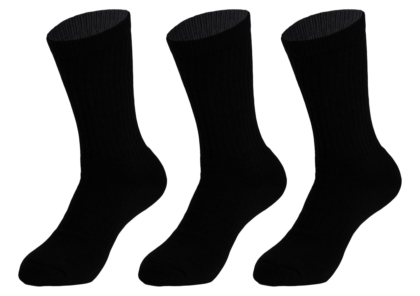 Women Cotton Crew Socks Black 3 Pack Size 5-10 Athletic Soft Cushion Everyday