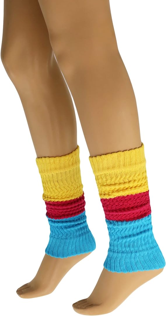 1 Pair Women’s Colorful Cotton Leg Warmers 21 Inch Soft Stretchy Knit One Size