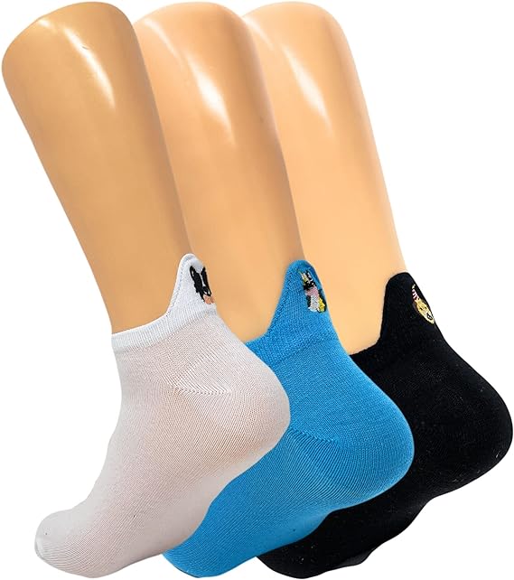 3 Pairs Women’s Dog Embroidered Ankle Socks Low Cut Soft Breathable Size 5-7