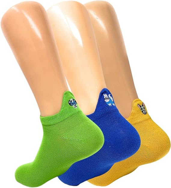 3 Pairs Women’s Dog Embroidered Ankle Socks Low Cut Soft Breathable Size 5-7