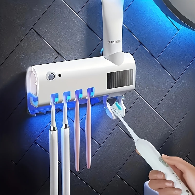 Wall Mount Toothbrush Sterilizer USB Solar Rechargeable Stand Smart Dryer 400mAh