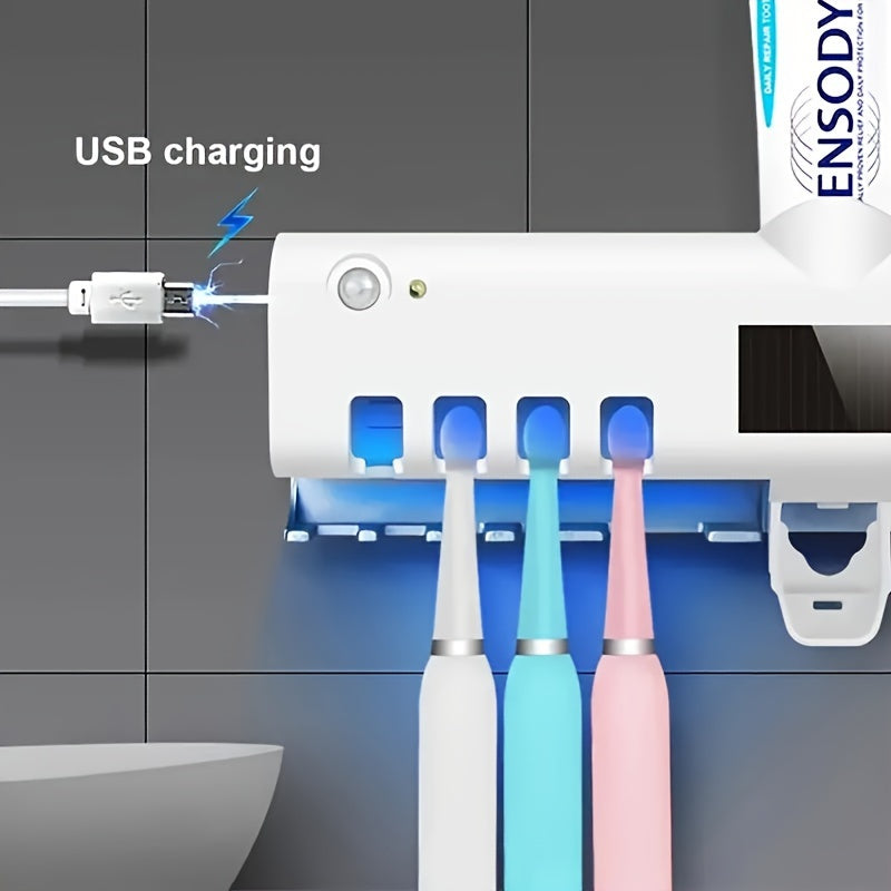 Wall Mount Toothbrush Sterilizer USB Solar Rechargeable Stand Smart Dryer 400mAh