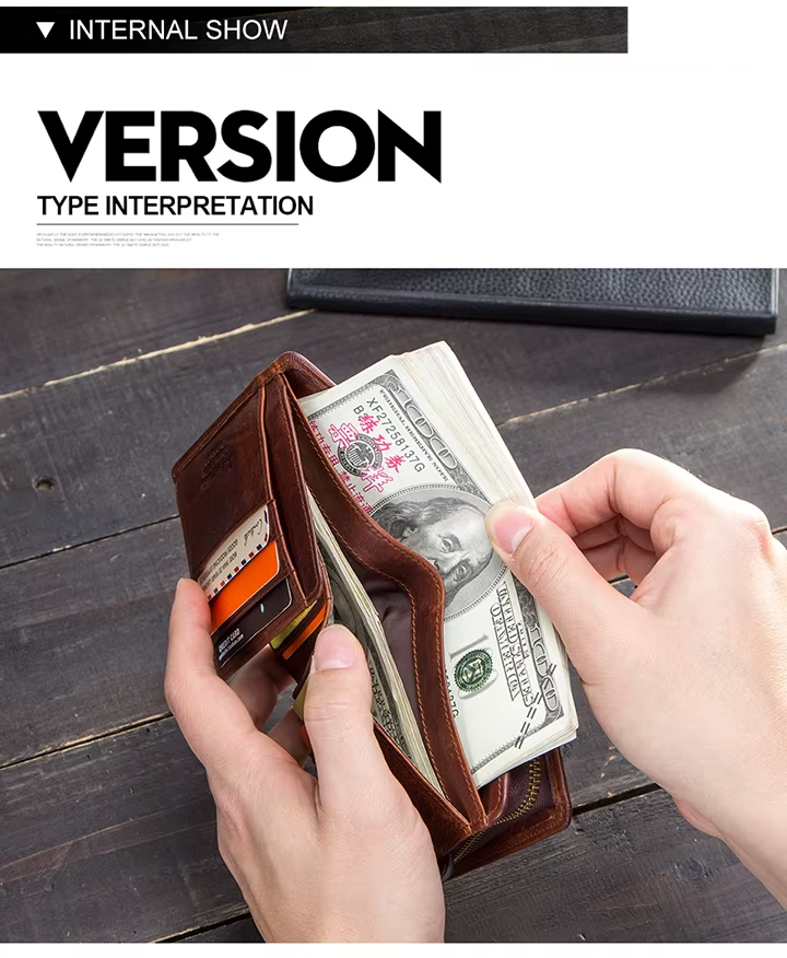 Men’s Genuine Leather RFID Wallet with Coin Pocket & Card Holder