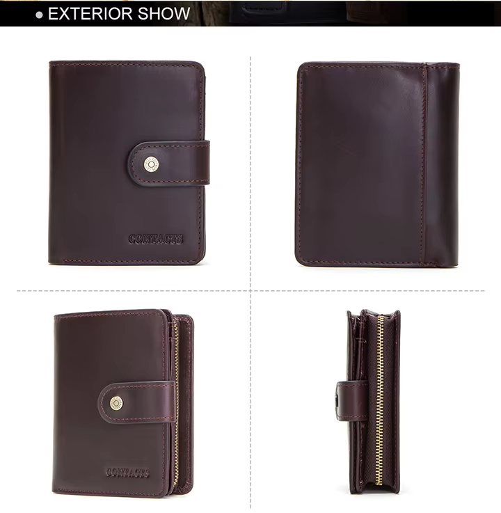 Men’s Genuine Leather RFID Wallet with Coin Pocket & Card Holder