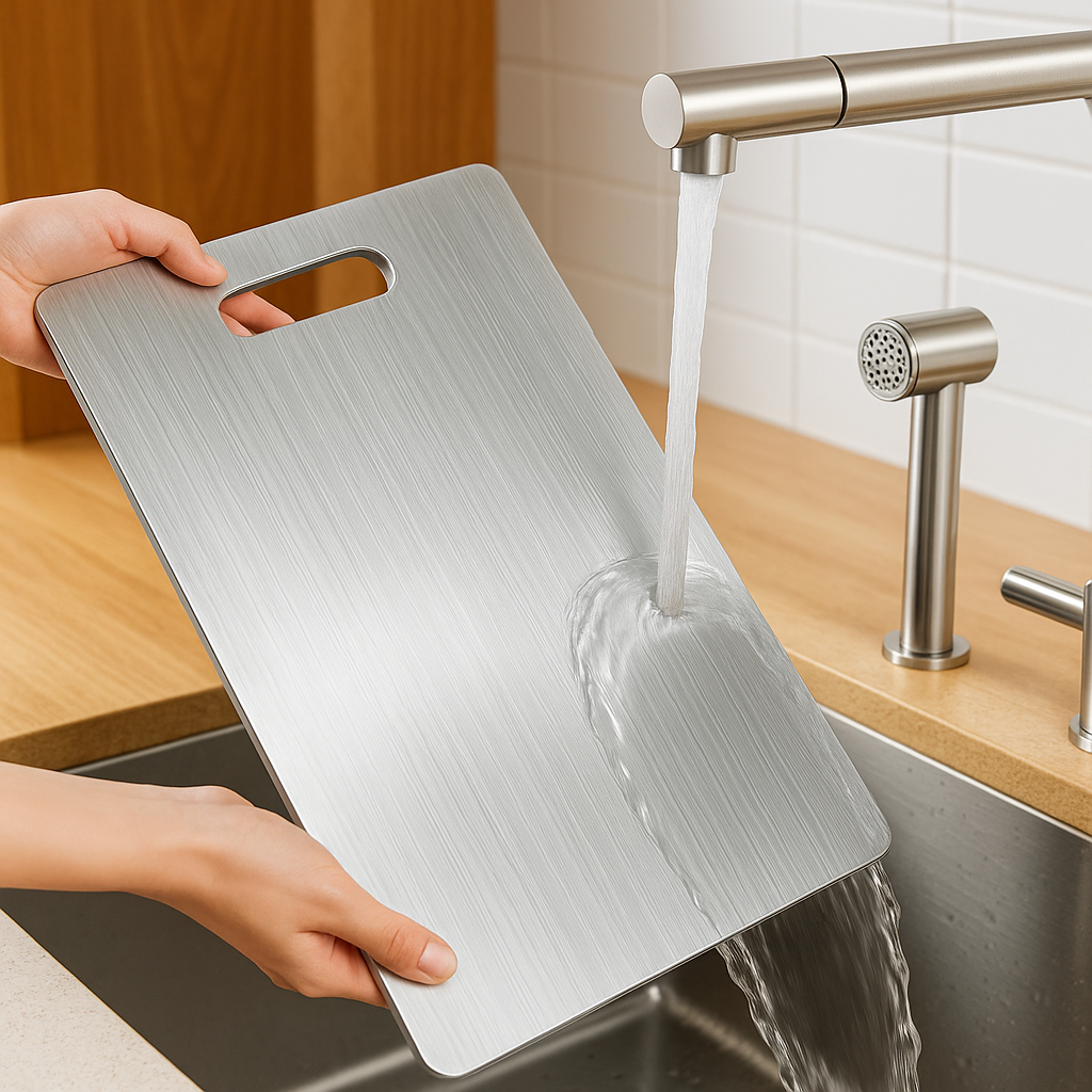 Titanium 2024 Double-Sided Stainless Steel Cutting Board 15x10 Kitchen