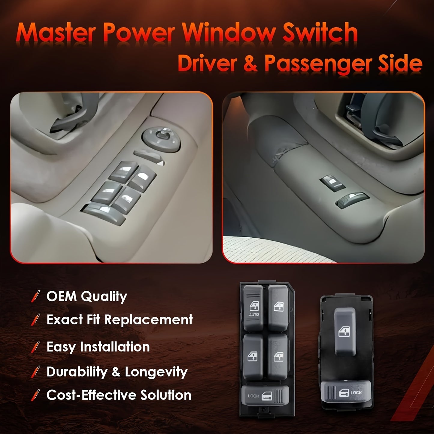 Power Window Switch For Chevy GMC 4-Door 1995–2001 Driver Passenger Side