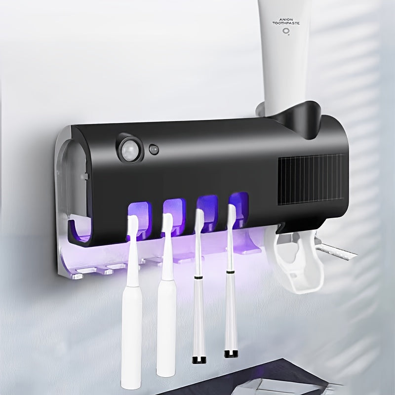 Wall Mount Toothbrush Sterilizer USB Solar Rechargeable Stand Smart Dryer 400mAh