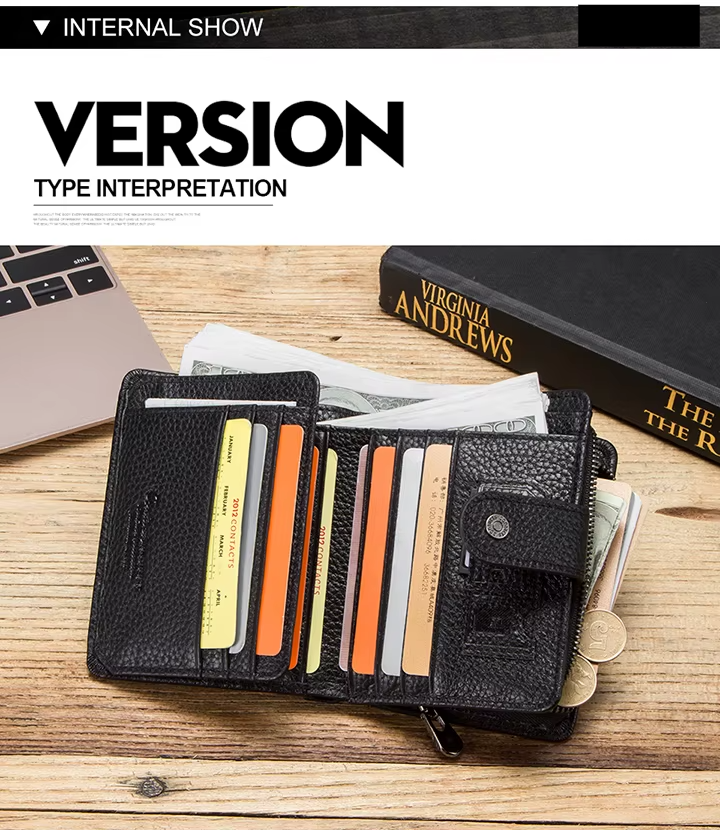 Men’s Genuine Leather RFID Wallet with Coin Pocket & Card Holder