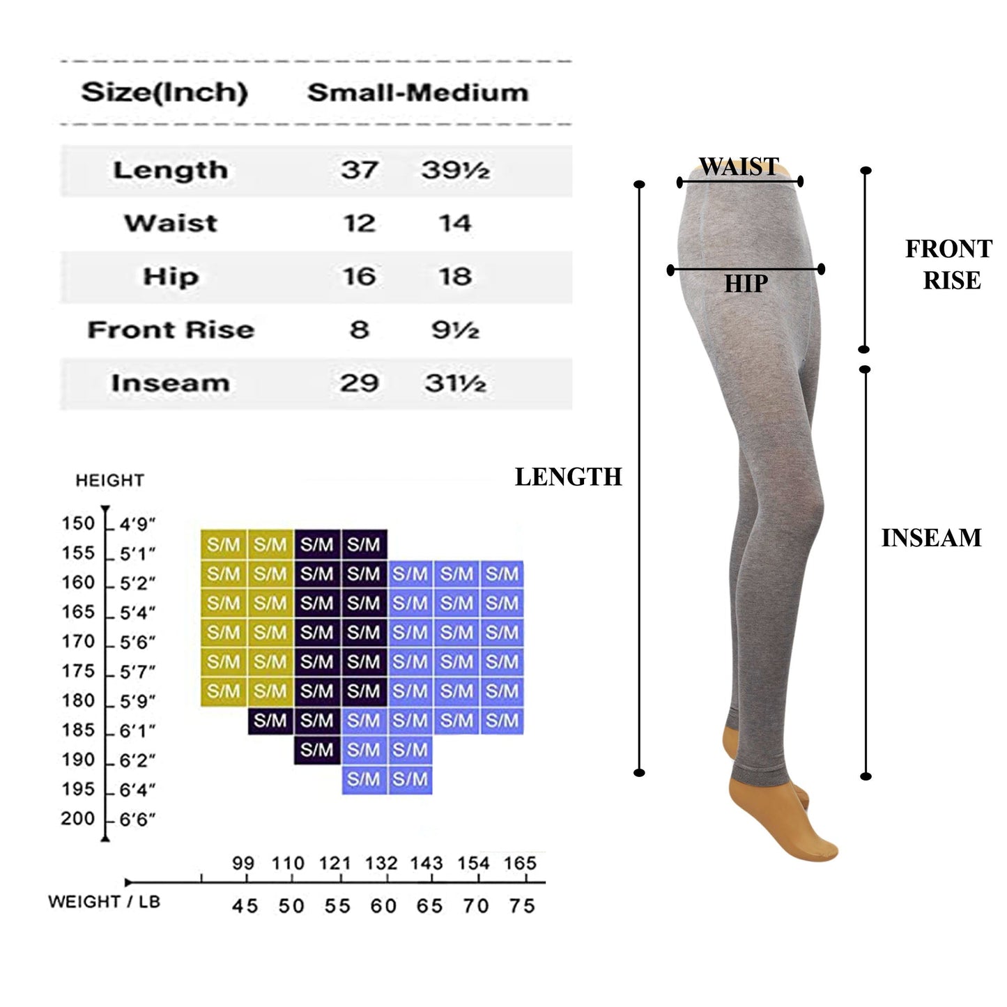 Women’s Thermal Leggings Black S-M Warm Soft Stretch Full Length Winter Pants