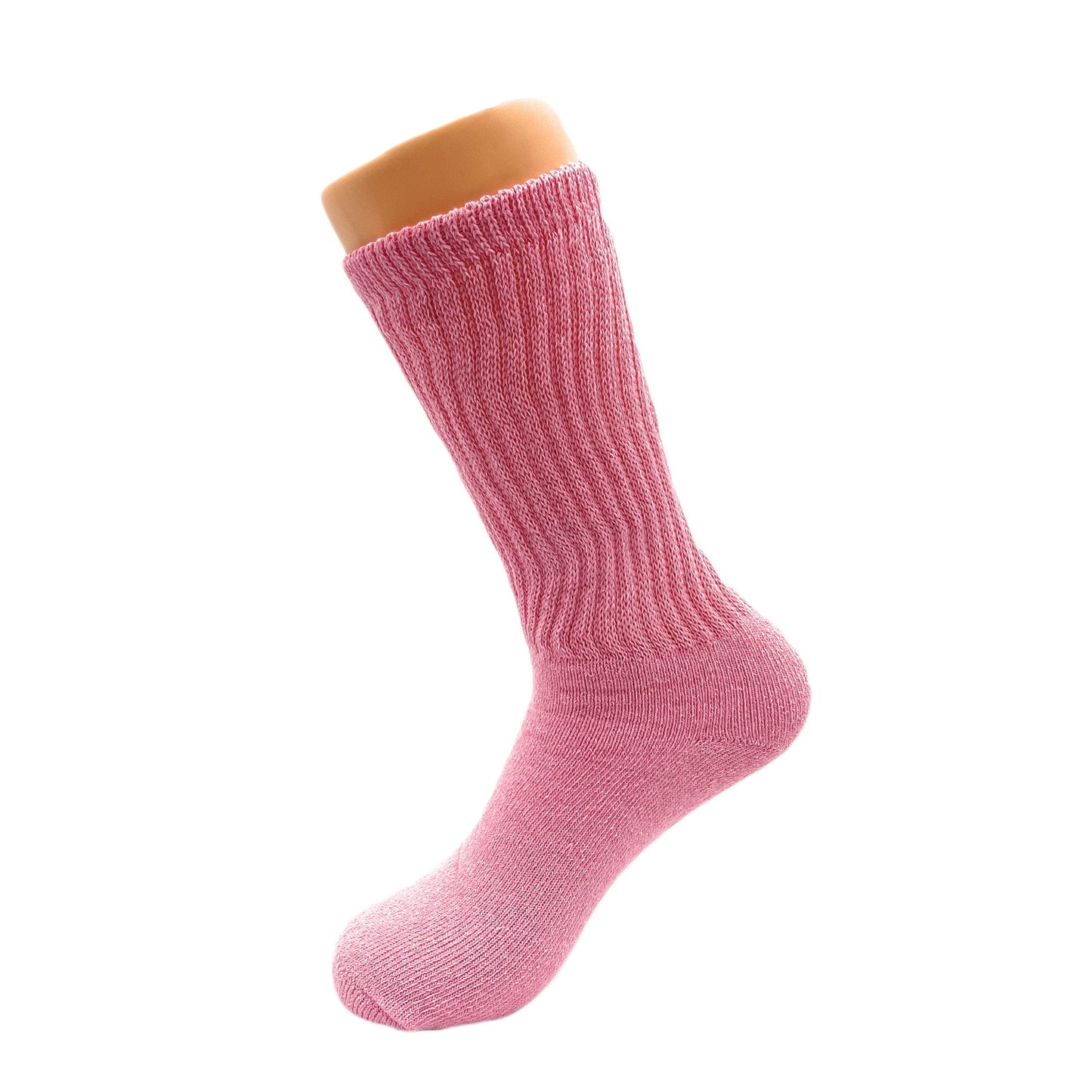 Women’s Pink Mid-Calf Cotton Crew Socks 3 Pack Cushioned Athletic Fit Size 5-10