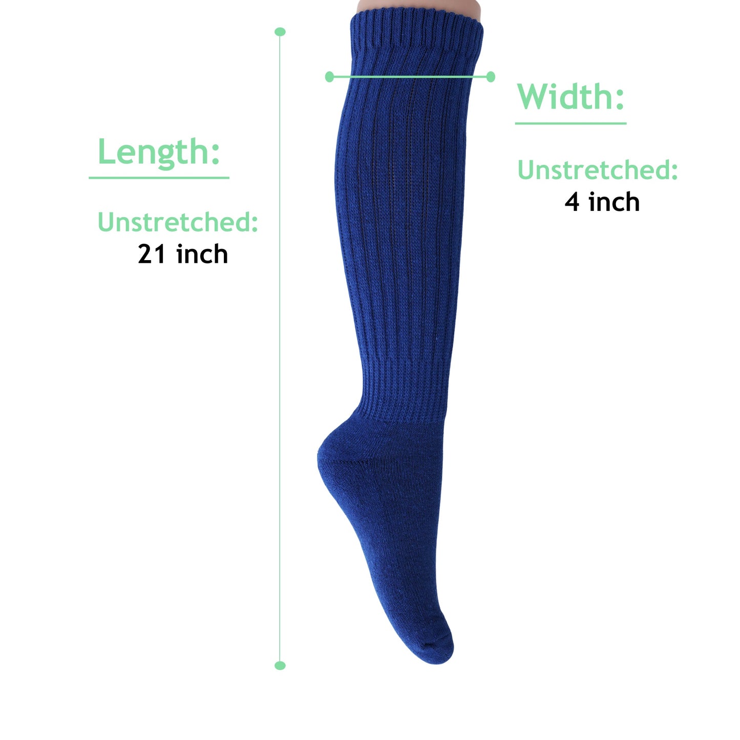 Navy Slouch Socks for Women 1 to 6 Pairs Cotton Blend Retro Style Fits Size 5-10