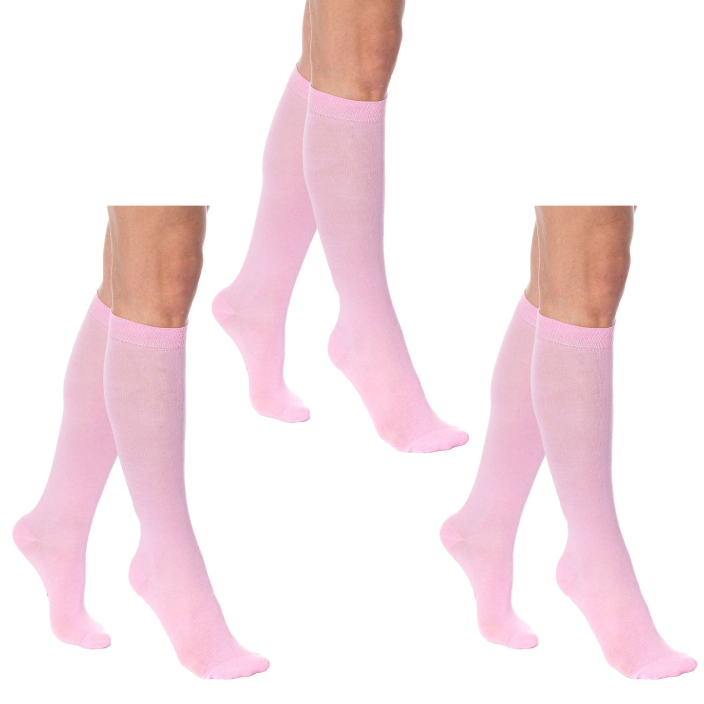 3 Pairs Women's Cotton Knee High Socks Size 5-10 – Boot, School, Stay-Up Long Fit