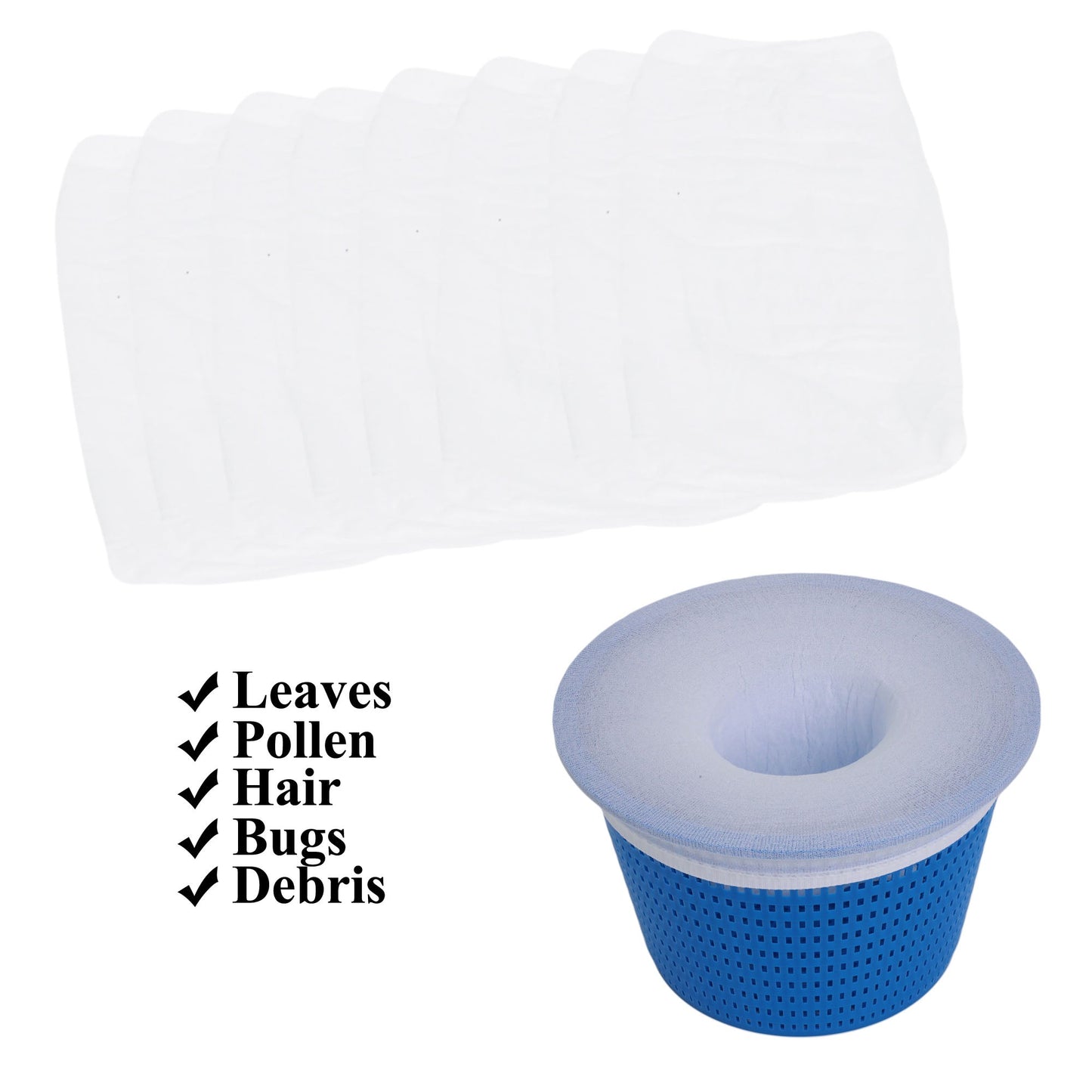 Pool Skimmer Socks 20 Pack – Fits Hayward Intex Pentair – Reusable Nylon Mesh Filters